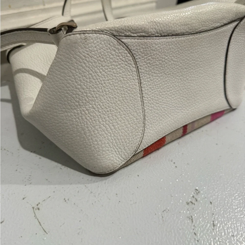 Kate Spade White Backpack with Pink/Red/Orange Stripes - Picture 7 of 8